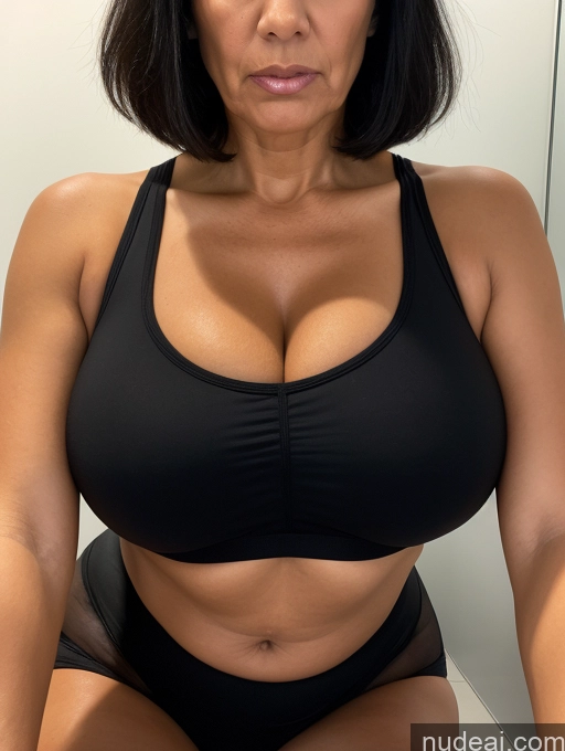related ai porn images free for Tank Top Spandex Pantyhose Tall Tanned Skin Huge Boobs Cleavage Bright Lighting Black Hair Bobcut 30s Close-up View Changing Room Milf Serious Angry