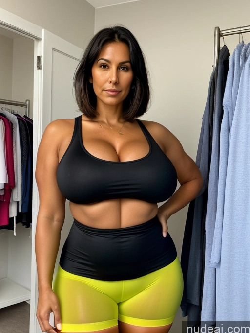 related ai porn images free for Tank Top Spandex Pantyhose Tall Tanned Skin Huge Boobs Cleavage Bright Lighting Black Hair Bobcut 30s Close-up View Changing Room Milf Serious