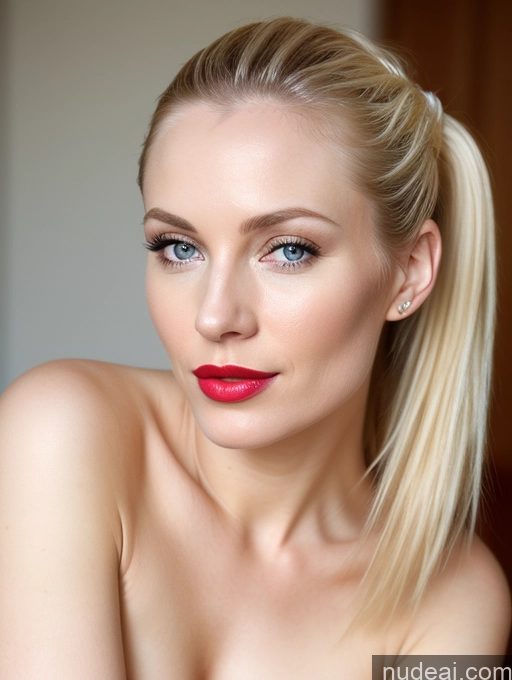 related ai porn images free for Woman Beautiful Lipstick Fairer Skin Blonde Russian Close-up View Detailed 30s Ponytail