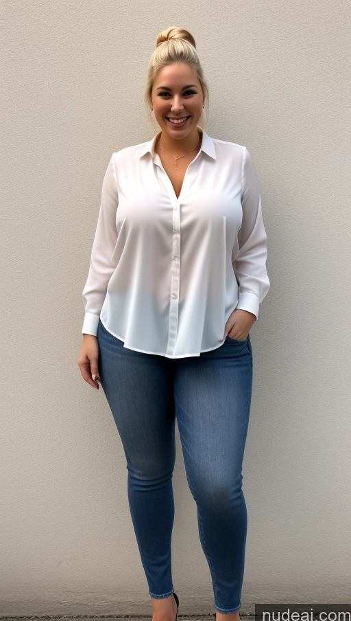 related ai porn images free for Woman One Busty Big Ass Thick Big Hips 20s Happy Full Frontal Long Legs Tall White Street Blouse Jeans Ponytail Blonde Chubby