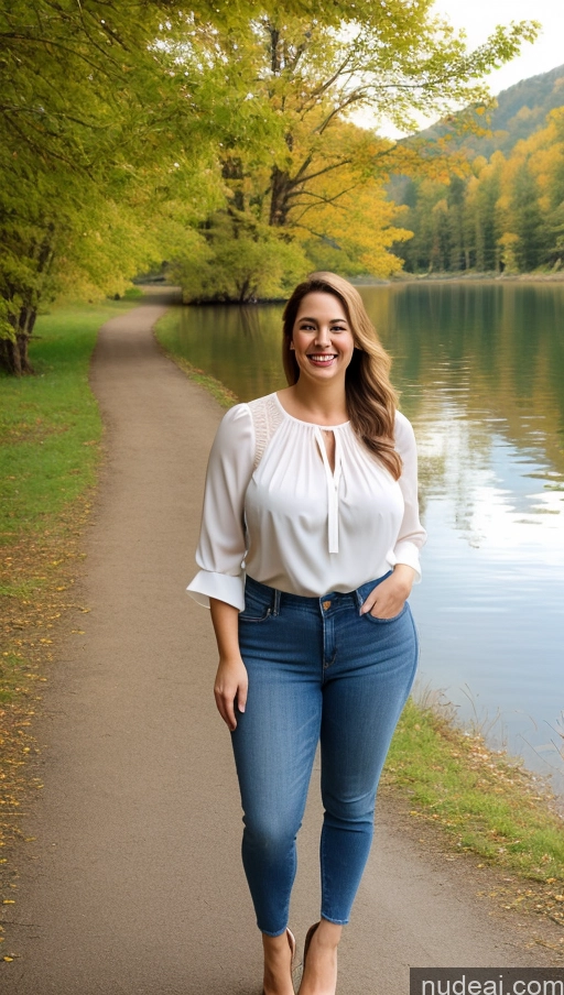 related ai porn images free for Woman One Big Ass Thick Big Hips 20s Happy Full Frontal Long Legs Tall White Blouse Jeans Ponytail Huge Boobs Lake Brunette