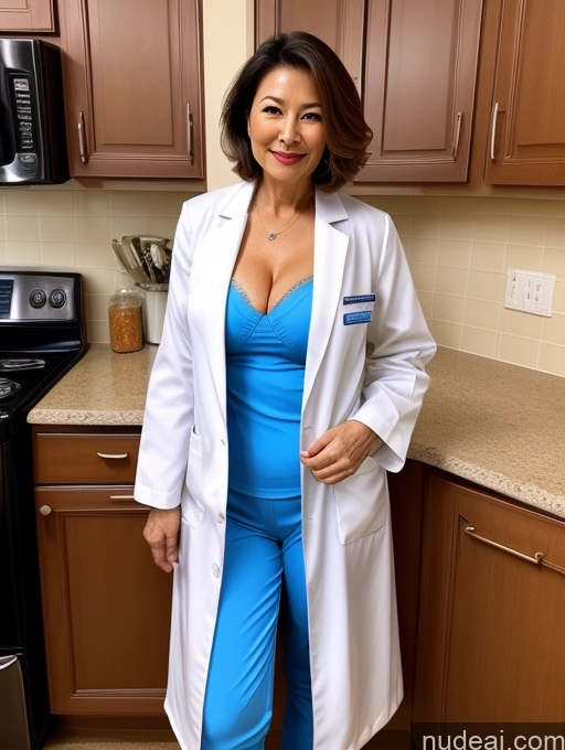 related ai porn images free for Milf Two Busty Perfect Boobs Beautiful Perfect Body 70s Bobcut Chinese Kitchen Bra Doctor Jacket Lab Coat Stylish Suit Cleavage Detailed Sexy Face