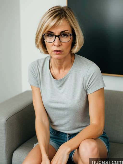 related ai porn images free for Short Glasses Blonde Czech Short Shorts Shirt Boots Couch Angry Skinny Bobcut 60s