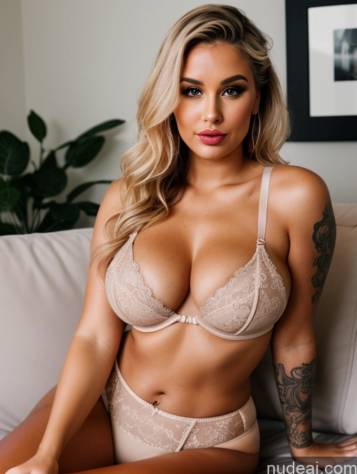 related ai porn images free for Perfect Boobs Beautiful Tattoos Chubby Tanned Skin 30s Blonde Pouting Lips Hair Bun Couch Wine Lingerie