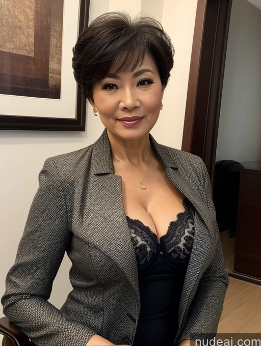 related ai porn images free for Woman Busty Perfect Boobs Beautiful Perfect Body 70s Pixie Chinese Blouse Bra Jacket Professor Stylish Suit Detailed Dark Lighting Secretary