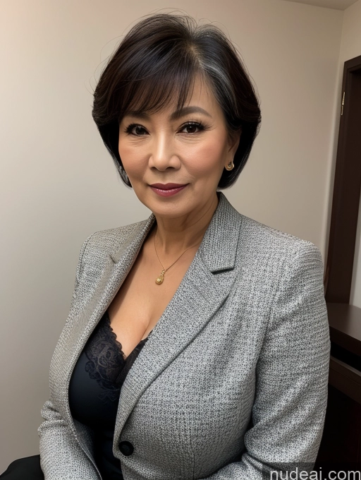 related ai porn images free for Woman Busty Perfect Boobs Beautiful Perfect Body 70s Pixie Chinese Blouse Bra Jacket Professor Stylish Suit Detailed Dark Lighting Secretary