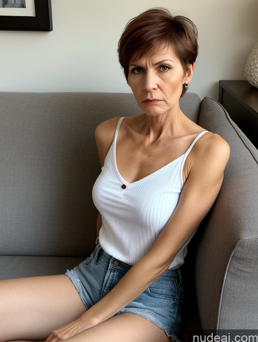 related ai porn images free for 70s Czech Skinny Short Pixie Couch Casual Chemise Short Shorts Angry