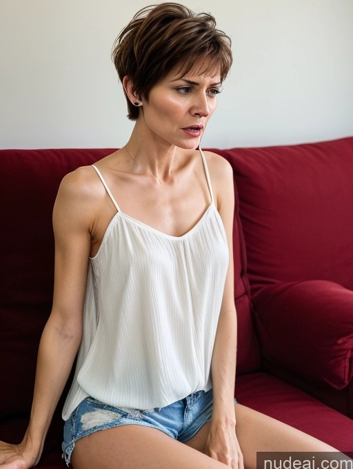 related ai porn images free for 70s Czech Skinny Short Pixie Couch Casual Chemise Short Shorts Angry Shocked