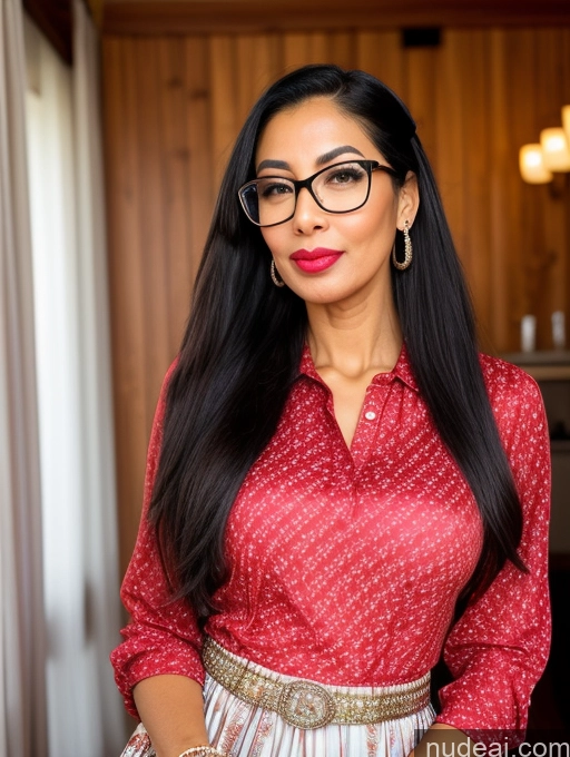 related ai porn images free for Tall Black Hair Dress Long Skirt Ponytail Happy Ahegao Polo Blouse Pouting Lips Ethiopian Two Glasses 70s Party