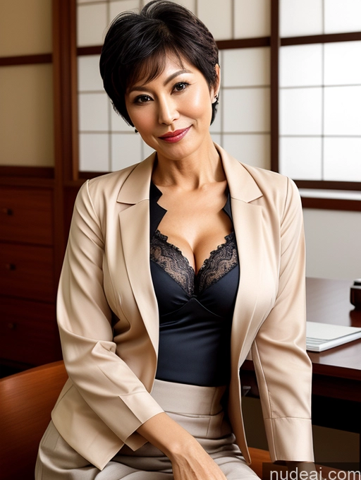 related ai porn images free for Woman Perfect Boobs Beautiful Perfect Body 70s Pixie Blouse Bra Jacket Professor Secretary Stylish Suit Traditional Cleavage Detailed Japanese