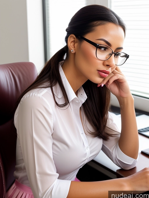 related ai porn images free for Black Hair Dress Long Skirt Ponytail Polo Blouse Ethiopian Two Glasses Office Chemise Pouting Lips Side View Skinny Busty Seductive