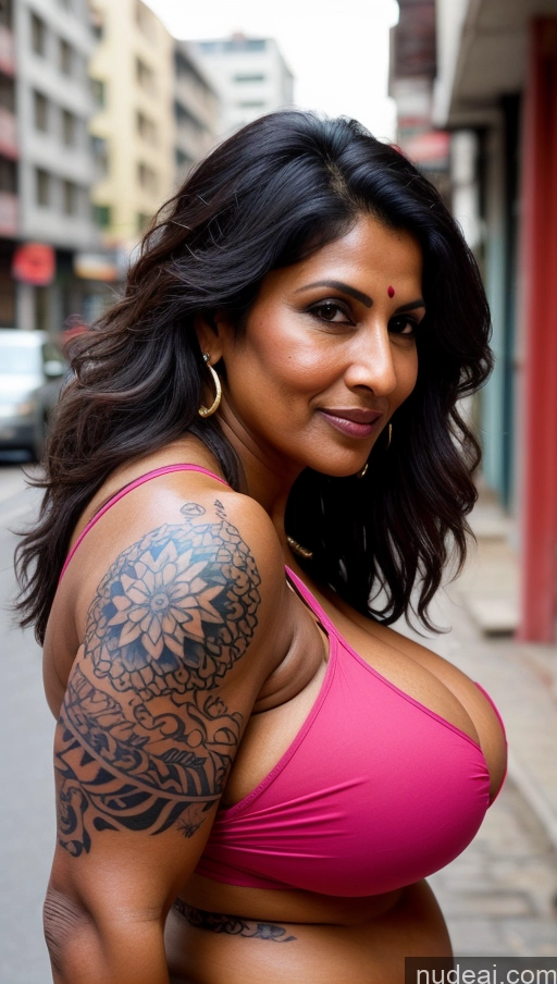 related ai porn images free for Milf Busty Huge Boobs Beautiful Muscular Big Ass Thick Big Hips Tall Dark Skin 50s Seductive Black Hair Indian Illustration Close-up View Sari Cleavage Detailed Sexy Face Tattoos Street Messy