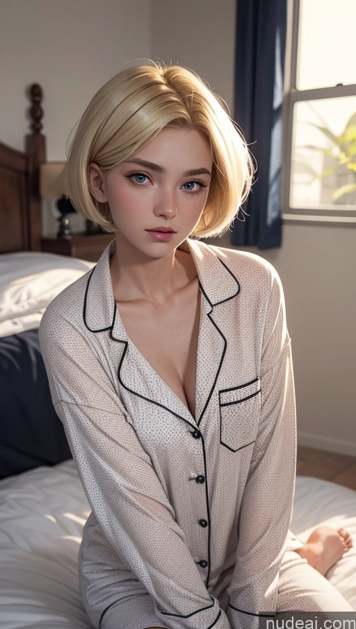 related ai porn images free for Close-up View 18 Blonde Pajamas Bedroom Short Hair