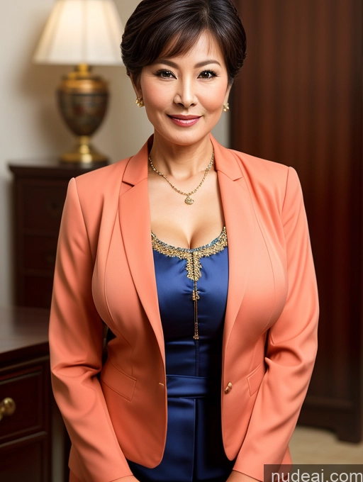 related ai porn images free for Woman Perfect Boobs Beautiful Perfect Body 70s Pixie Jacket Professor Secretary Stylish Suit Traditional Detailed Chinese Blouse Cleavage Busty