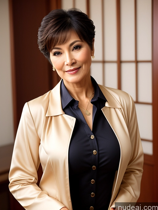 related ai porn images free for Woman Perfect Boobs Beautiful Perfect Body 70s Pixie Jacket Professor Secretary Stylish Suit Traditional Detailed Busty Blouse Cleavage Japanese