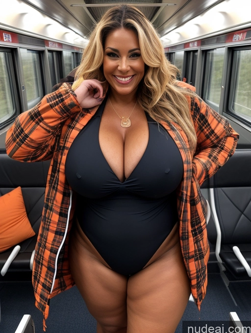 related ai porn images free for One Busty Huge Boobs Thick Tanned Skin 60s Laughing Front View Microkini Thong Lumberjack Halloween Parka Train