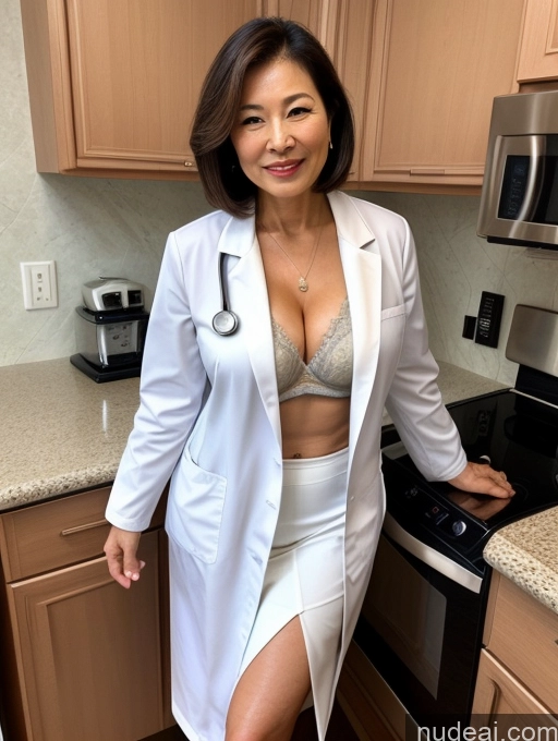 related ai porn images free for Milf Two Busty Perfect Boobs Beautiful Perfect Body 70s Bobcut Chinese Kitchen Bra Doctor Jacket Lab Coat Stylish Suit Cleavage Detailed Sexy Face