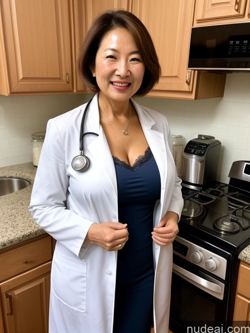 related ai porn images free for Milf Two Busty Perfect Boobs Beautiful Perfect Body 70s Bobcut Chinese Kitchen Bra Doctor Jacket Lab Coat Stylish Suit Cleavage Detailed Sexy Face Happy