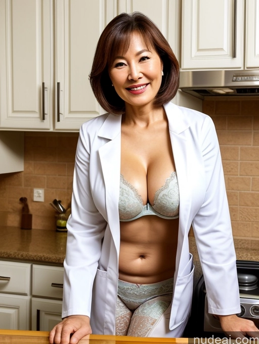 related ai porn images free for Milf Two Busty Perfect Boobs Beautiful Perfect Body 70s Bobcut Chinese Kitchen Bra Doctor Jacket Lab Coat Stylish Suit Cleavage Detailed Sexy Face Happy