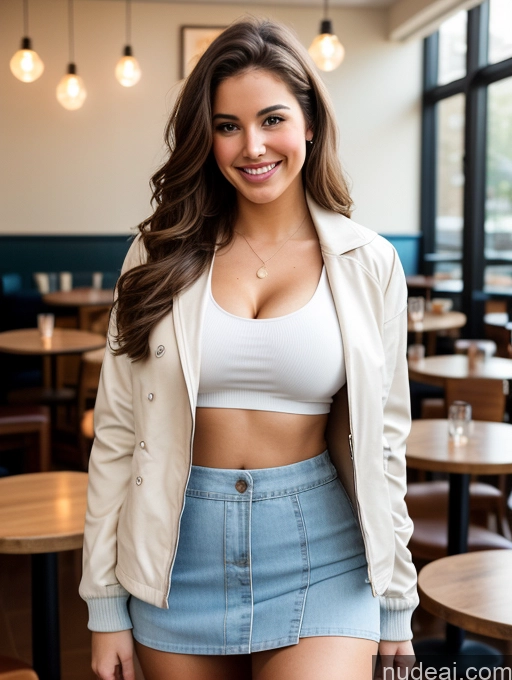 related ai porn images free for Woman Busty Skinny Thick 18 Brunette Crop Top Jacket Bright Lighting Perfect Body Beautiful Perfect Boobs Big Ass Happy White High Socks Micro Skirt Cafe