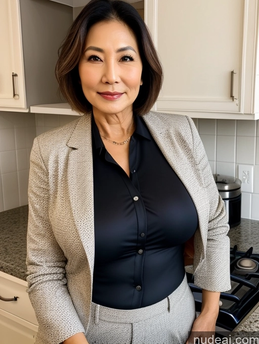 related ai porn images free for Milf Two Busty Perfect Boobs Beautiful Perfect Body 70s Bobcut Japanese Kitchen Bra Jacket Professor Stylish Suit Cleavage Detailed Sexy Face