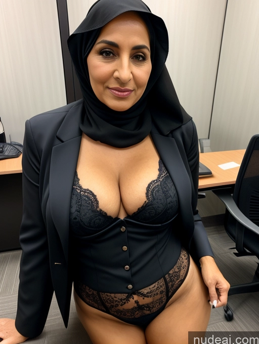 related ai porn images free for Milf Two Busty Perfect Boobs Perfect Body 70s Arabic Office Stylish Suit Secretary Professor Jacket Niqab Cleavage Partially Nude Detailed Bra
