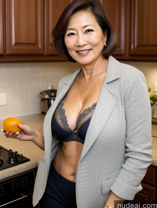 related ai porn images free for Milf Two Perfect Boobs Beautiful Perfect Body 70s Bobcut Japanese Kitchen Bra Jacket Professor Stylish Suit Cleavage Detailed Sexy Face Happy