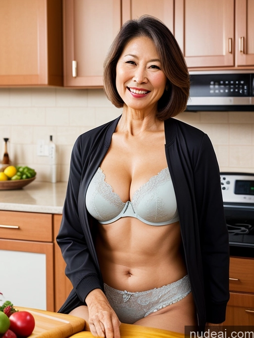related ai porn images free for Milf Two Perfect Boobs Beautiful Perfect Body 70s Bobcut Japanese Kitchen Bra Jacket Professor Stylish Suit Cleavage Detailed Sexy Face Happy