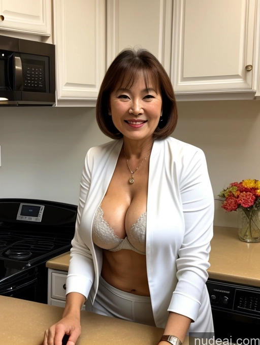 related ai porn images free for Milf Two Busty Perfect Boobs Beautiful Perfect Body 70s Bobcut Chinese Kitchen Bra Jacket Professor Stylish Suit Cleavage Detailed Sexy Face Happy