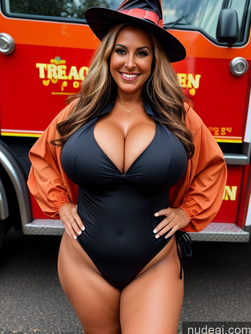 related ai porn images free for One Busty Huge Boobs Thick Tanned Skin 60s Laughing Front View Microkini Thong Lumberjack Halloween Witch Firefighter