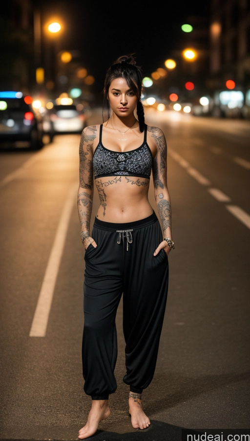 related ai porn images free for Woman One Beautiful Short Big Hips 18 Jewelry Dark Lighting German Partially Nude Cyberpunk Ponytail Small Tits Black Hair Tattoos Sports Bra Harem Pants Street