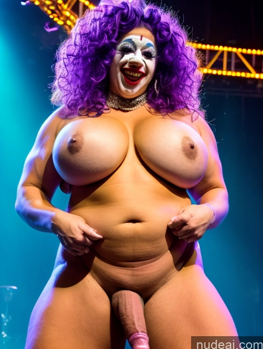 related ai porn images free for Clown At The Circus Muscular Fat Bigg 18 Lipstick Sexy Face Trans Girl With Erect Penis Huge Boobs Laughing Purple Hair Abs