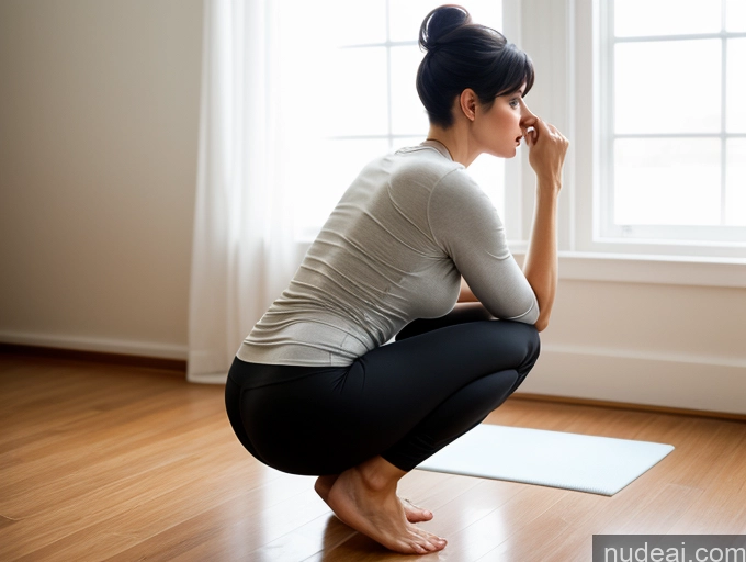 related ai porn images free for Czech Black Hair Yoga Pants Shirt Back View Pixie Skinny Bedroom Tall 30s Small Tits Angry Squatting