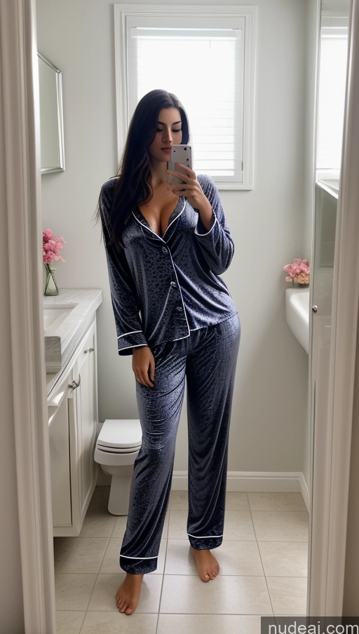 related ai porn images free for Woman One Perfect Boobs Perfect Body Pubic Hair 20s Lipstick Beautiful Serious Long Hair Mirror Selfie Bathroom Front View T-pose Pajamas Dark Lighting Detailed