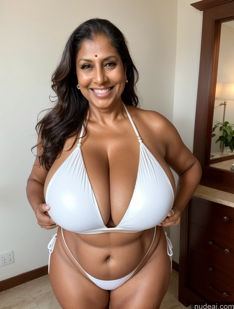 related ai porn images free for One Busty Huge Boobs Thick Tanned Skin 60s Laughing Front View Indian Microkini Thong Maid