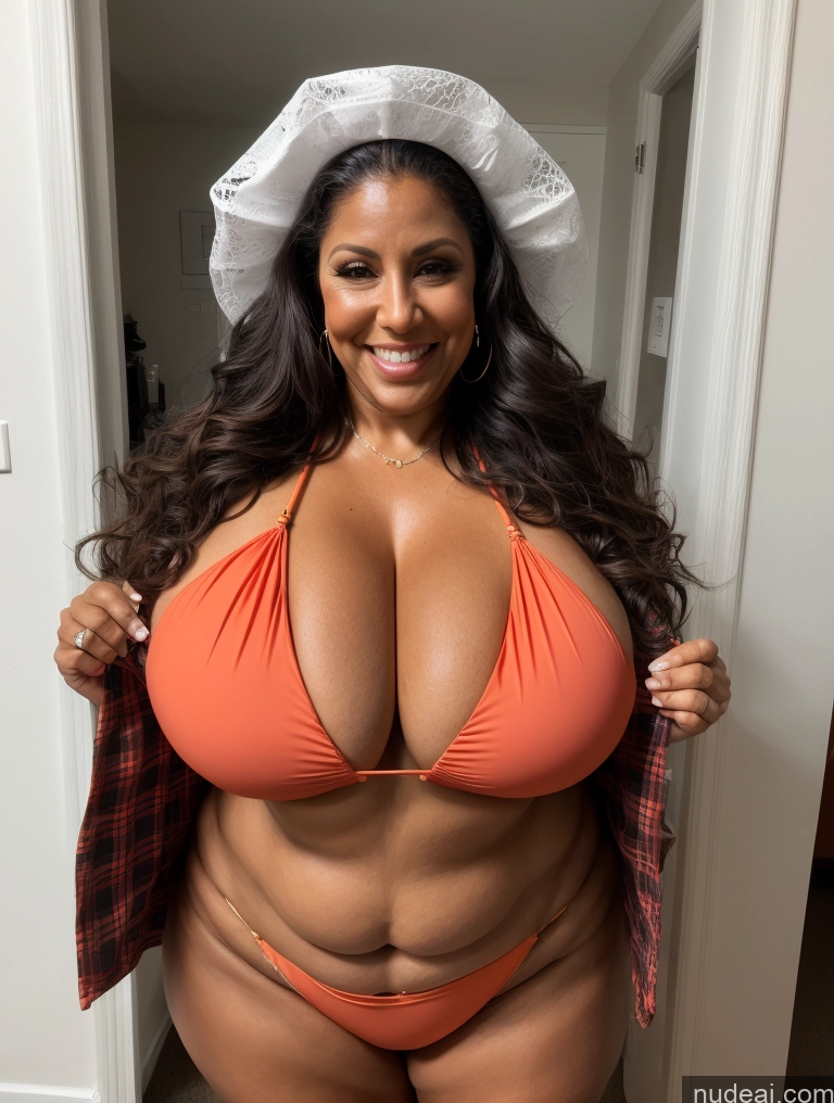 related ai porn images free for One Busty Huge Boobs Thick Tanned Skin 60s Laughing Front View Microkini Thong Lumberjack Lab Coat Halloween Latina