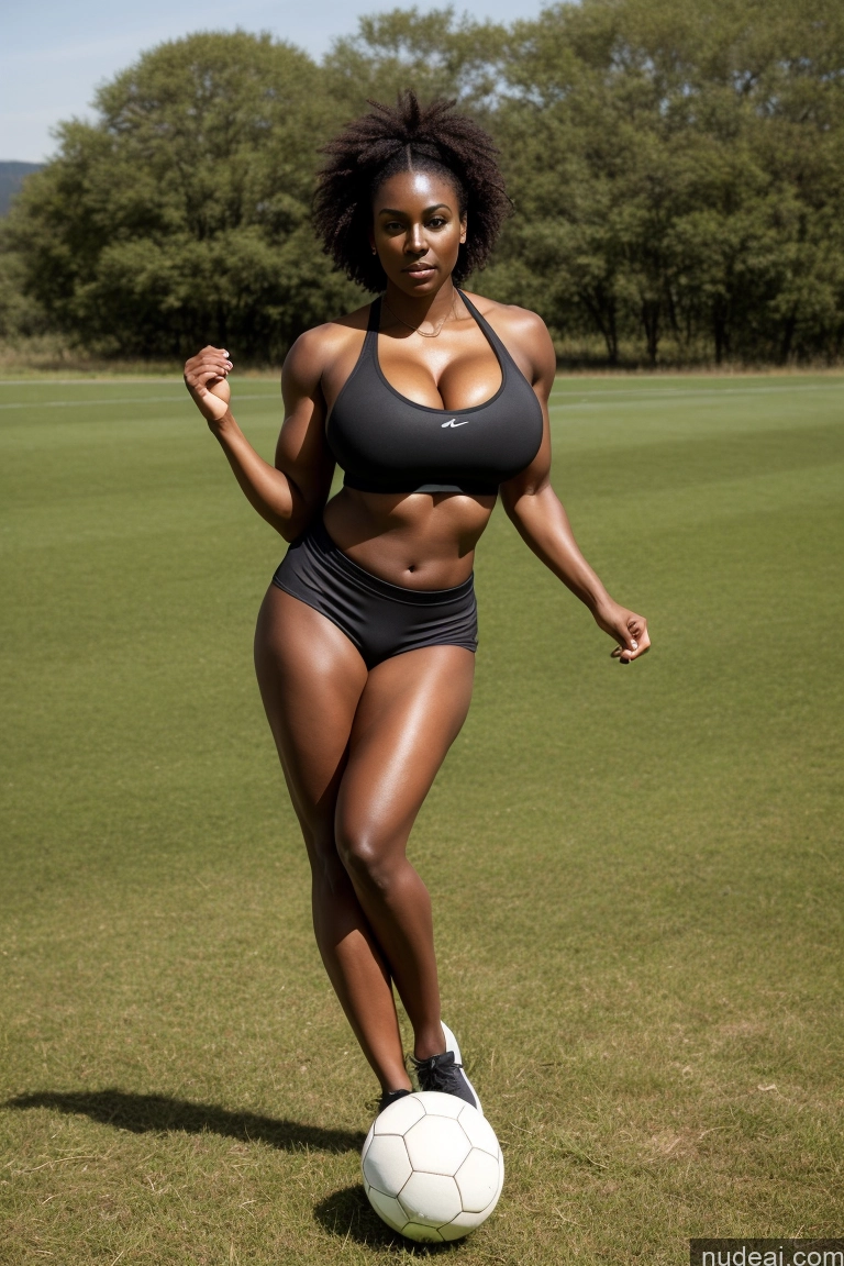 related ai porn images free for Bodybuilder Huge Boobs Big Ass Thick Muscular Abs Big Hips Long Legs Tall Dark Skin 20s Serious Black Hair African Meadow Crop Top Soccer Messy Cleavage High Socks Sports Bra Chubby