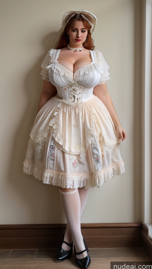 Busty Huge Boobs Perfect Boobs Beautiful Thick Lipstick Perfect Body Fairer Skin Big Hips Nun Victorian Modern Victorian Fashion Dress Floral Style V1 Stockings Traditional Irish Cleavage Chubby