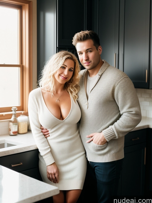 related ai porn images free for Small Tits Thick Fairer Skin 30s Blonde Messy White Film Photo Dress Sweater Cleavage Dark Lighting Detailed Full Frontal Woman + Man Two Kitchen