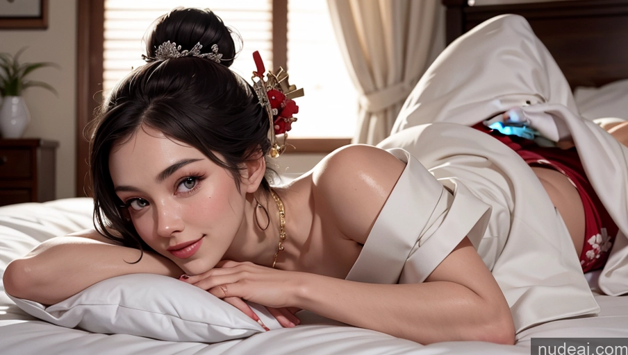 related ai porn images free for Beautiful Brunette Bedroom 18 Woman Perfect Body White Close-up View Happy Detailed Geisha Hair Bun