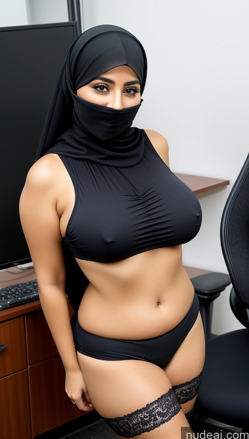 related ai porn images free for Busty Perfect Boobs Beautiful Big Hips Thick Perfect Body 40s Arabic Front View Seductive Happy Office Secretary Niqab