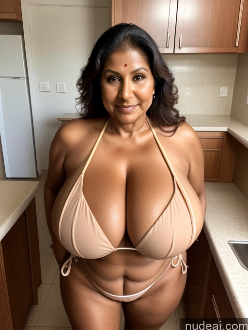 related ai porn images free for Milf One Busty Huge Boobs Thick Tanned Skin Front View Microkini Thong Indian 60s Maid