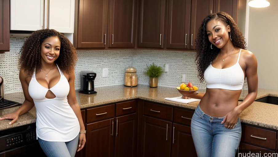 related ai porn images free for Woman One Small Tits Small Ass Thick 30s Sexy Face Curly Hair Soft + Warm Front View Bright Lighting Casual Kitchen African Dark Skin