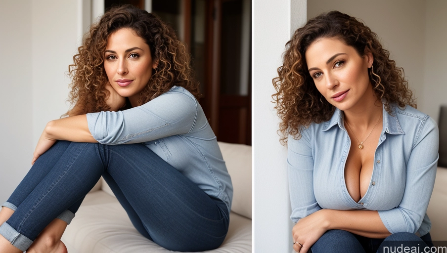 related ai porn images free for Woman One Small Tits Small Ass Busty Beautiful Sexy Face Curly Hair Front View Jeans Shirt Thick 40s Jewish Skin Detail (beta)