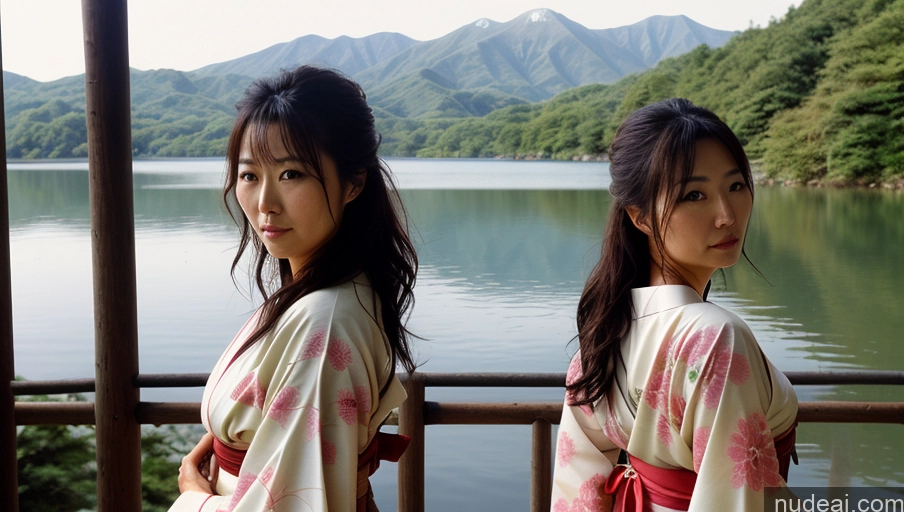 related ai porn images free for One Sexy Face Film Photo Front View Bright Lighting Woman Messy Japanese Lake Kimono 30s