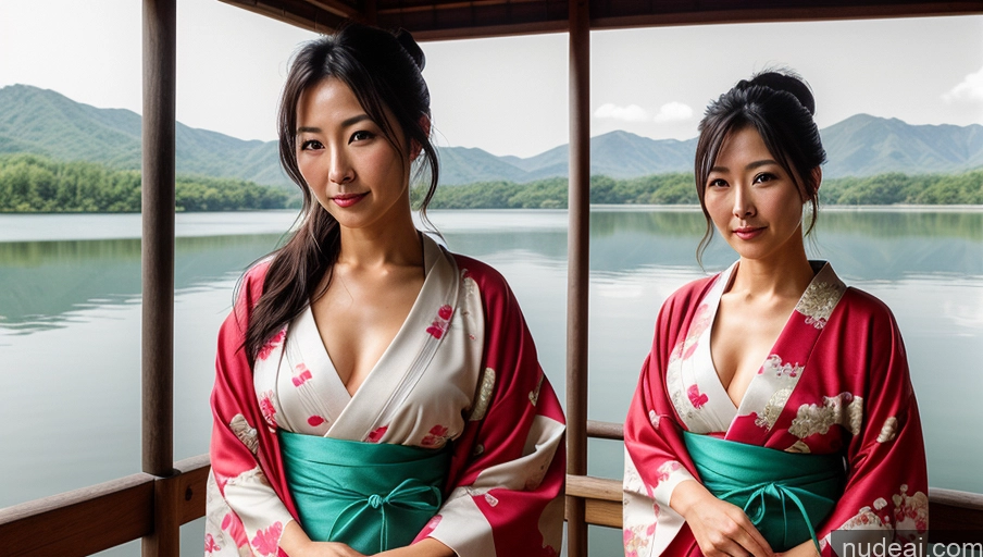 related ai porn images free for Sexy Face Front View Messy Japanese Lake Kimono 30s Soft + Warm One Woman