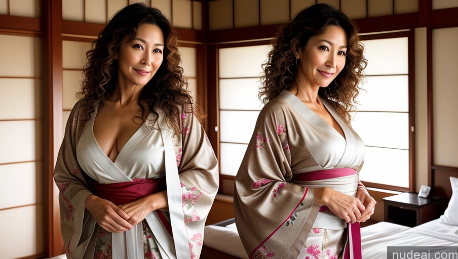 related ai porn images free for One Sexy Face Curly Hair Warm Anime Front View Woman Bedroom Perfect Body Japanese Kimono 50s