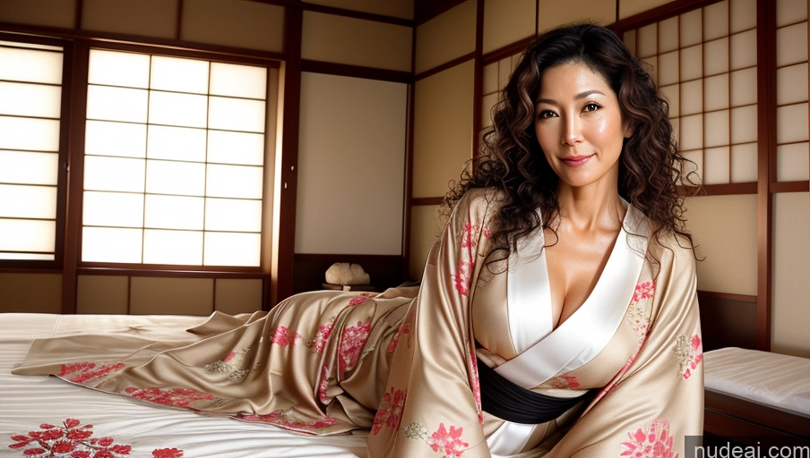 related ai porn images free for One Sexy Face Curly Hair Warm Anime Front View Woman Bedroom Perfect Body Japanese Kimono 50s