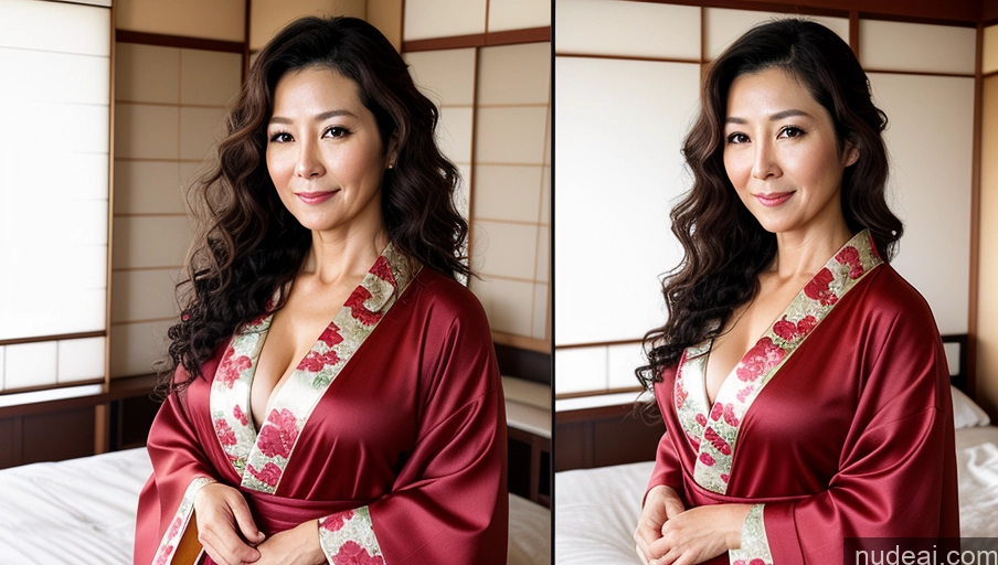 related ai porn images free for One Sexy Face Curly Hair Warm Anime Front View Woman Bedroom Japanese Kimono 40s
