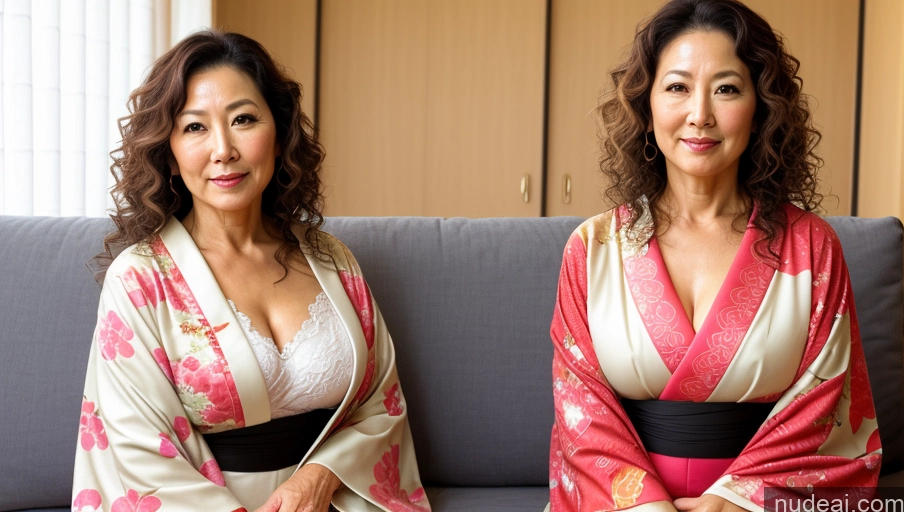 related ai porn images free for One Sexy Face Japanese Kimono Bright Lighting Detailed Beautiful Soft + Warm Couch Thick 50s Curly Hair Milf Front View